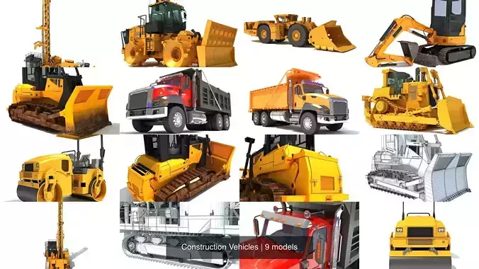 Construction Vehicles 3D Model Collection