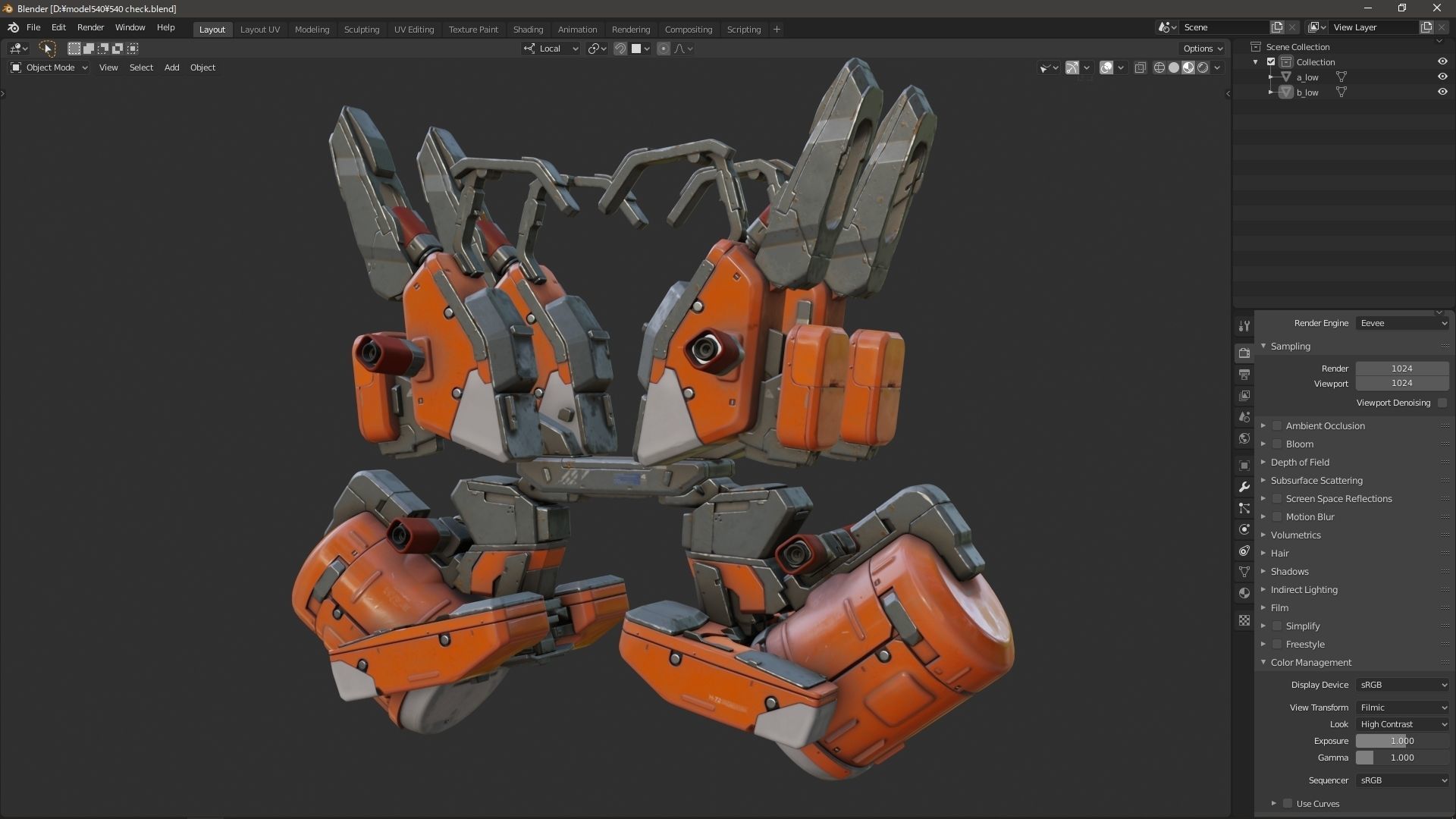 scifi-model540 orange robot 3D model_6