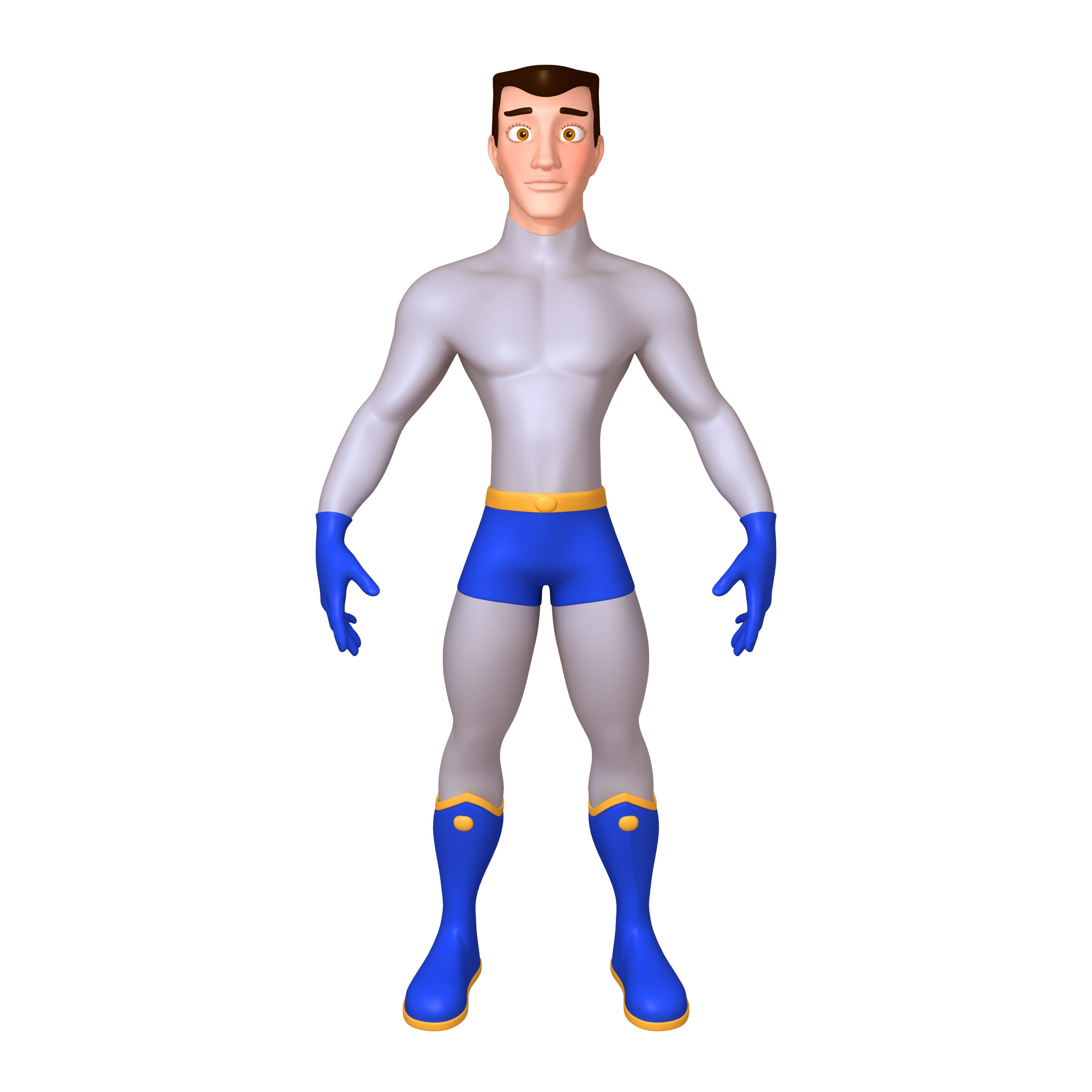Superhero Cartoon 04 3D model_1