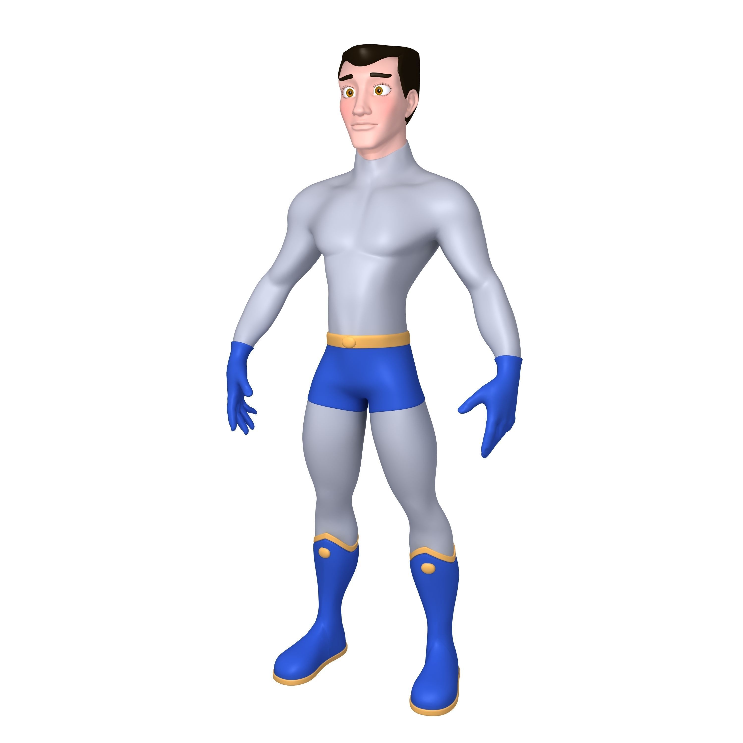 Superhero Cartoon 04 3D model_4