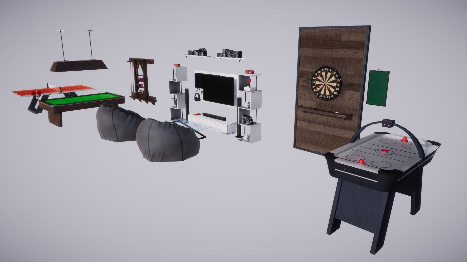 Game Room Pack Low-poly 3D model_3