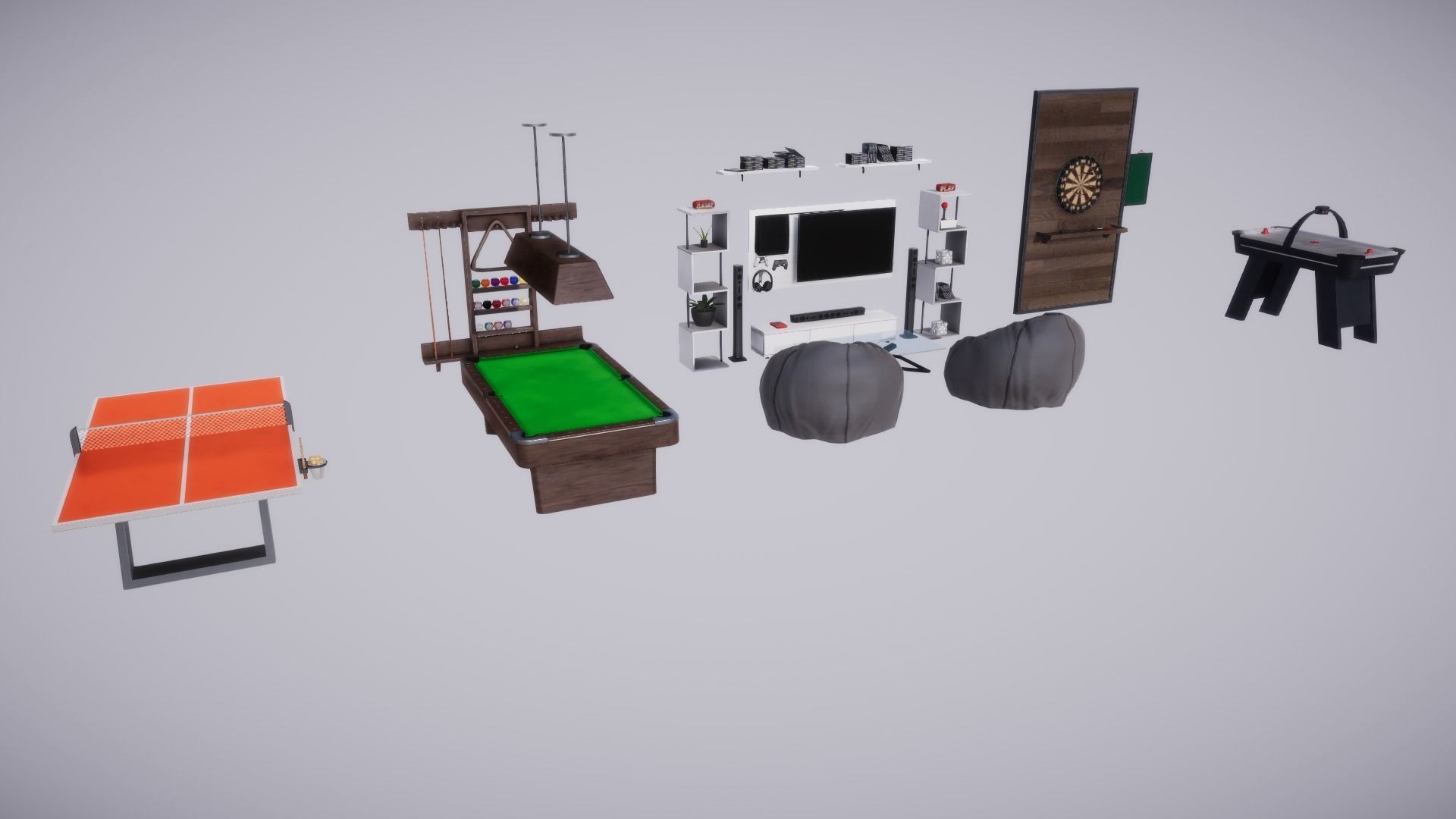 Game Room Pack Low-poly 3D model_4