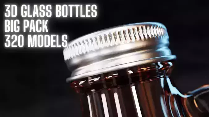  3D GLASS BOTTLES HQ CONTAINER PACK for Blender PROMO half price 3D model