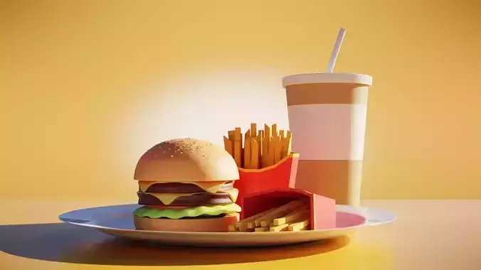 Burger and Fries 3D model