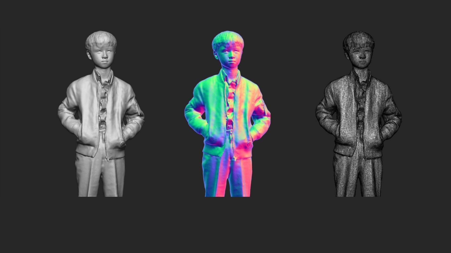 A Cool Boy Posing with Hands in Pockets In Half Body Portrait 3D model_6