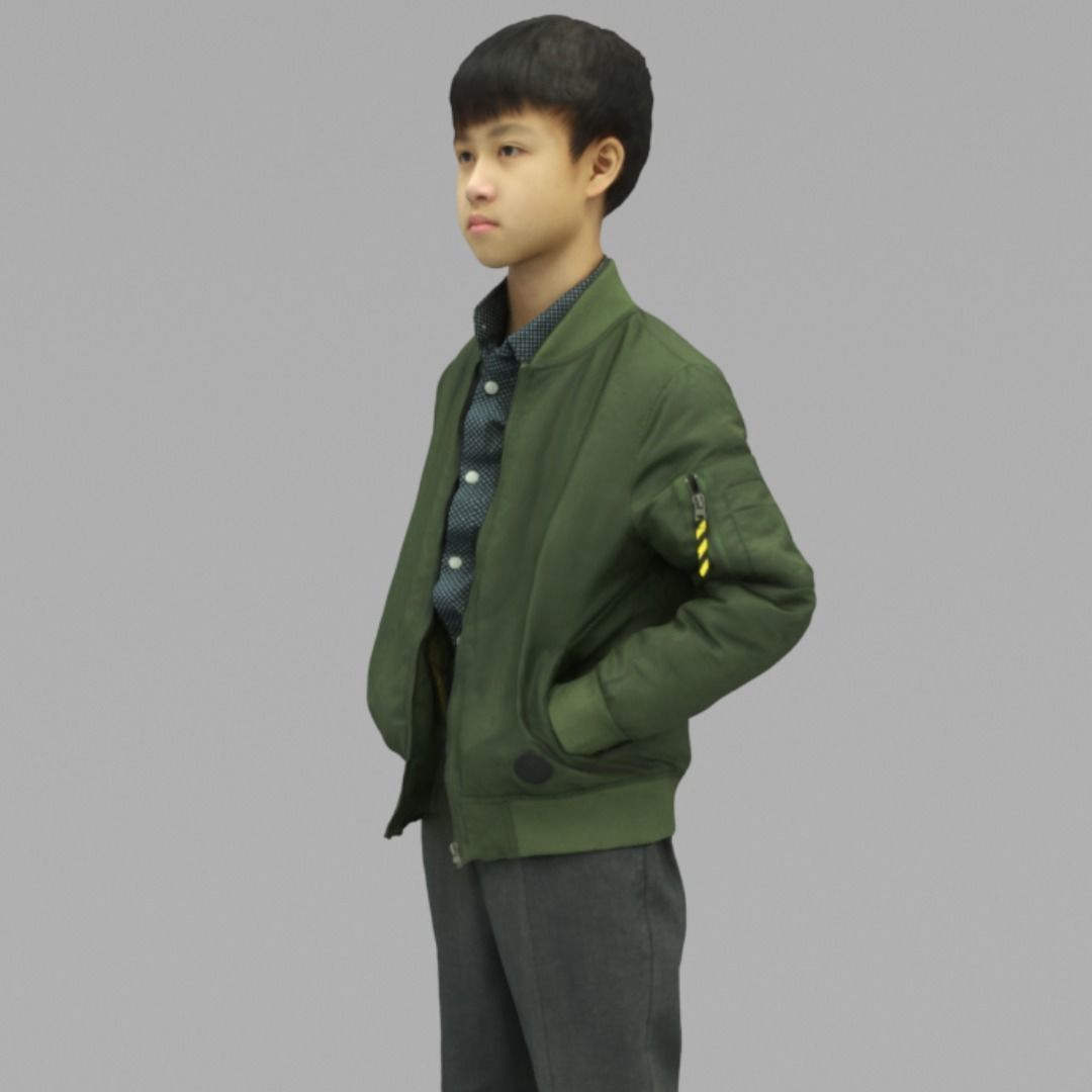 A Cool Boy Posing with Hands in Pockets In Half Body Portrait 3D model_1