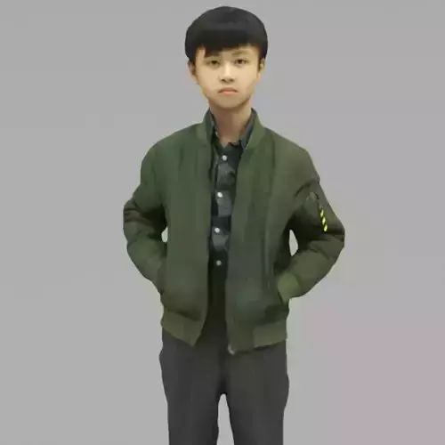 A Cool Boy Posing with Hands in Pockets In Half Body Portrait