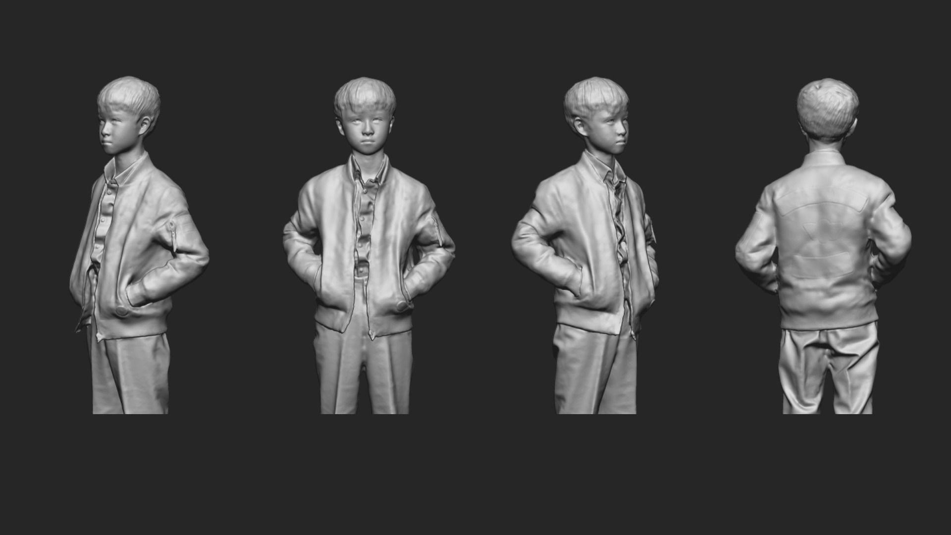A Cool Boy Posing with Hands in Pockets In Half Body Portrait 3D model_5