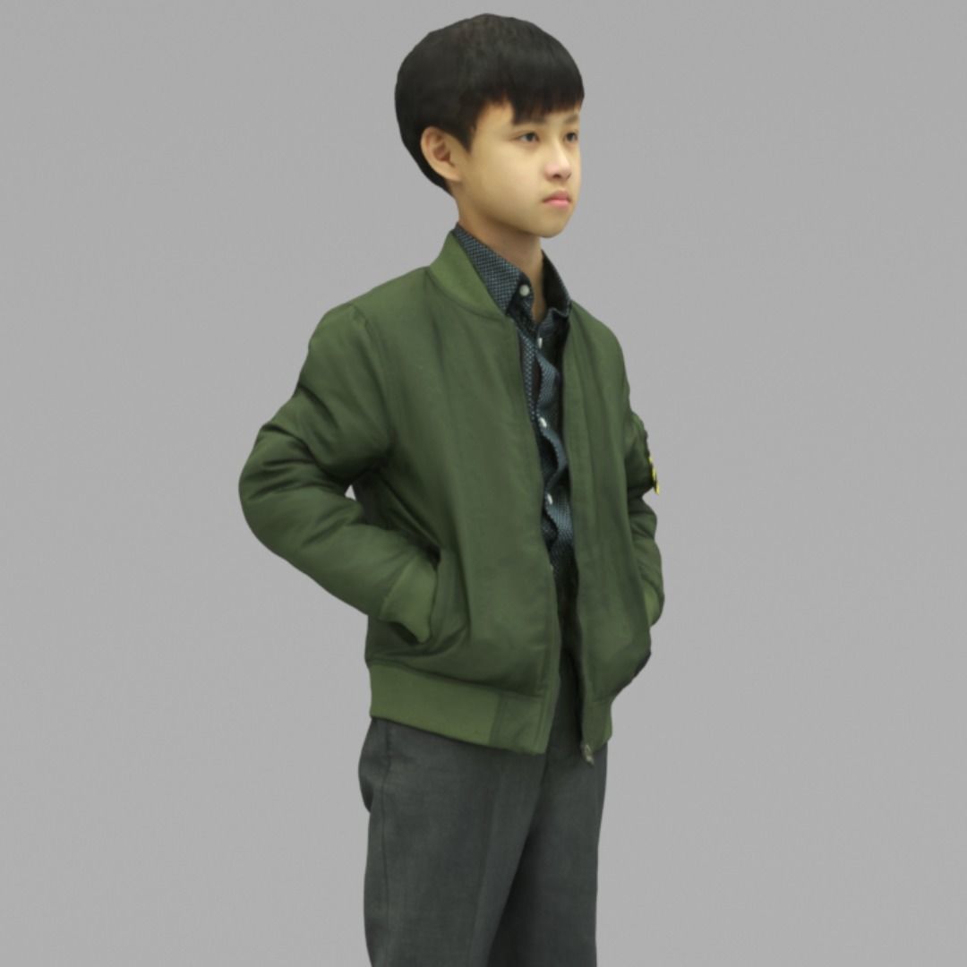 A Cool Boy Posing with Hands in Pockets In Half Body Portrait 3D model_2