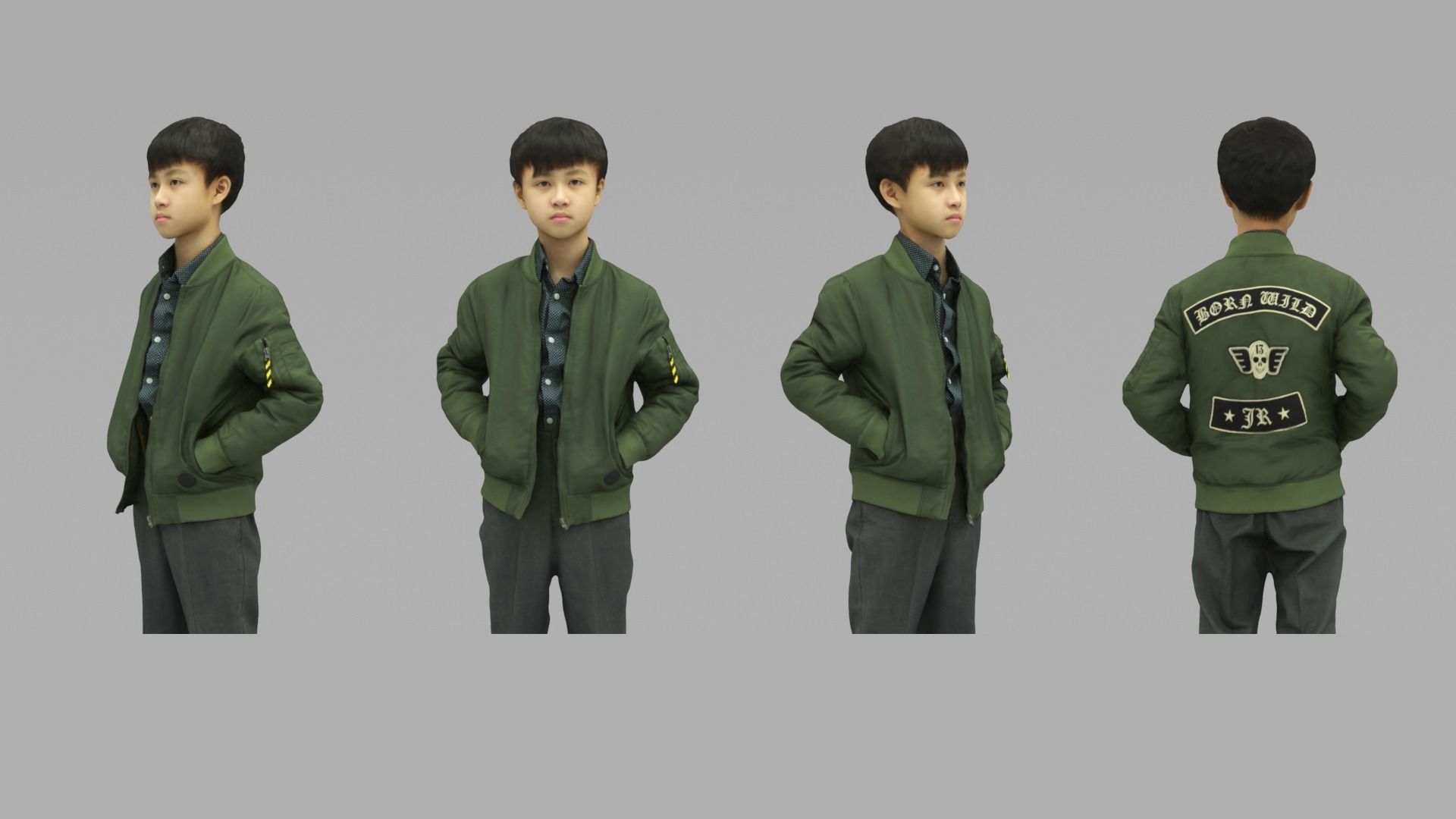 A Cool Boy Posing with Hands in Pockets In Half Body Portrait 3D model_4