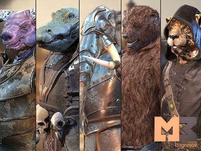 Animals Warrior Pack Low-poly 3D model