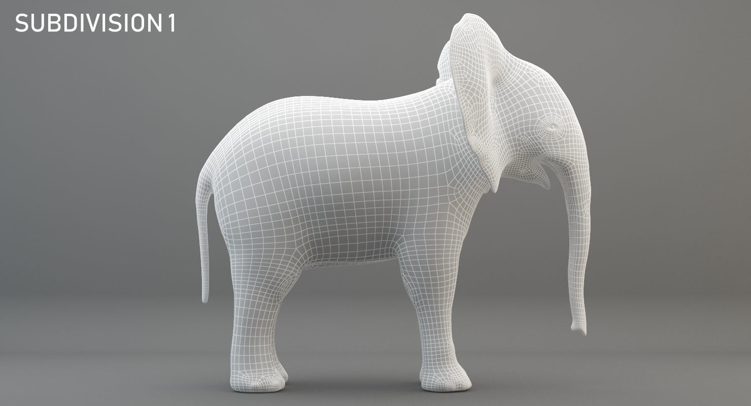 Animated Elephant  baby 8K Low-poly 3D model_30