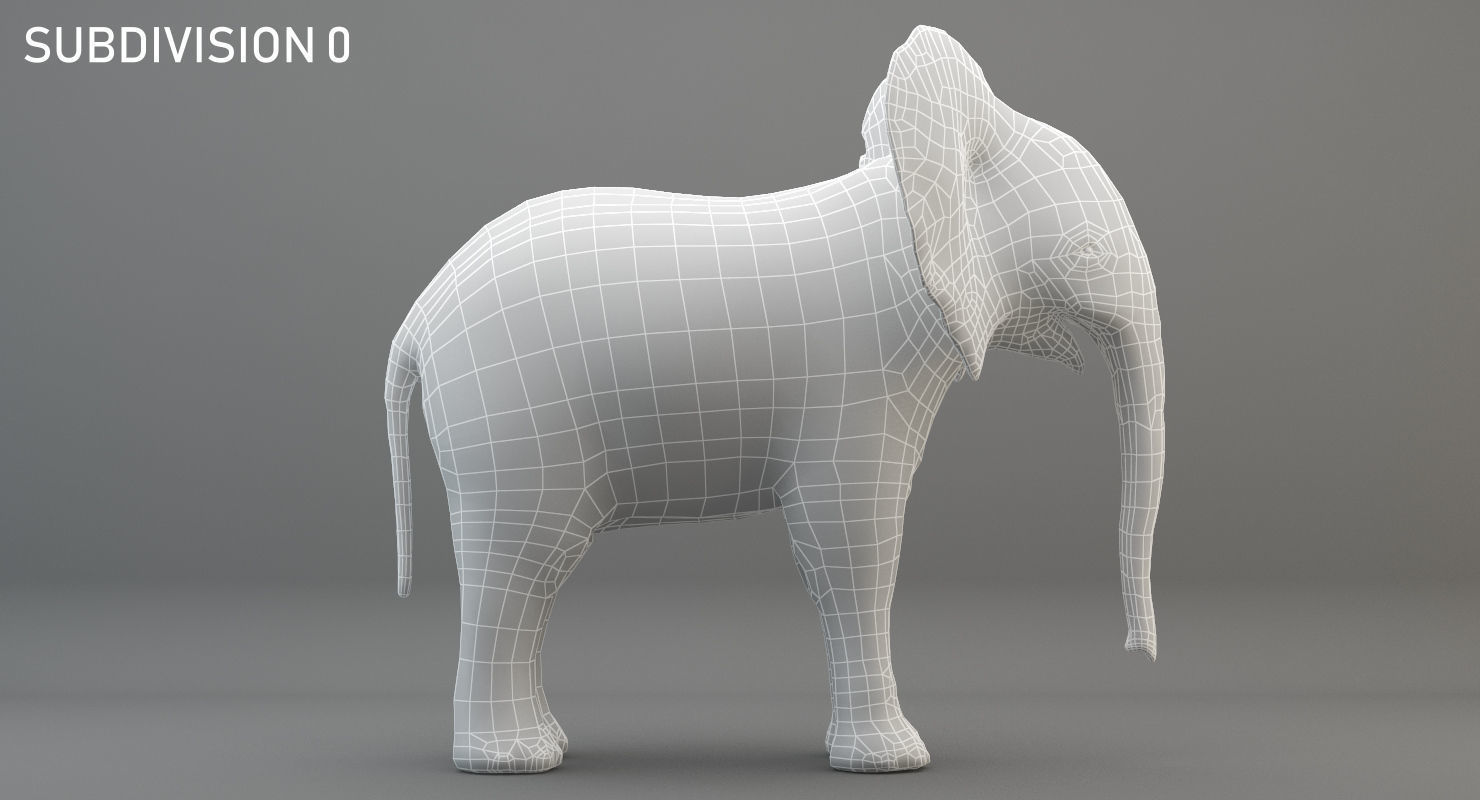 Animated Elephant  baby 8K Low-poly 3D model_29