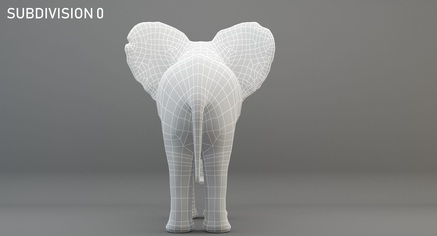 Animated Elephant  baby 8K Low-poly 3D model_26