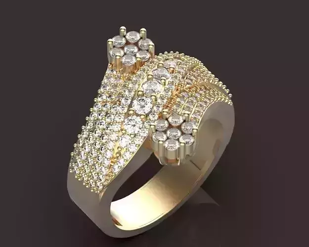 flower engagement ring Silver Gold  Print