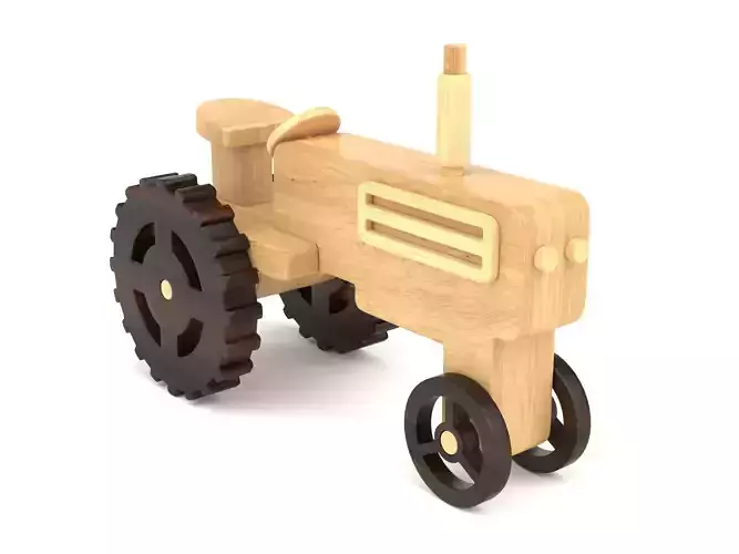 Wooden toy tractor 09