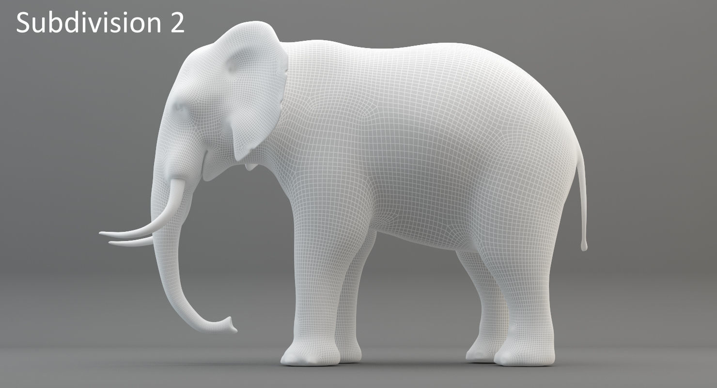 Animated Elephant 8K Low-poly 3D model_32