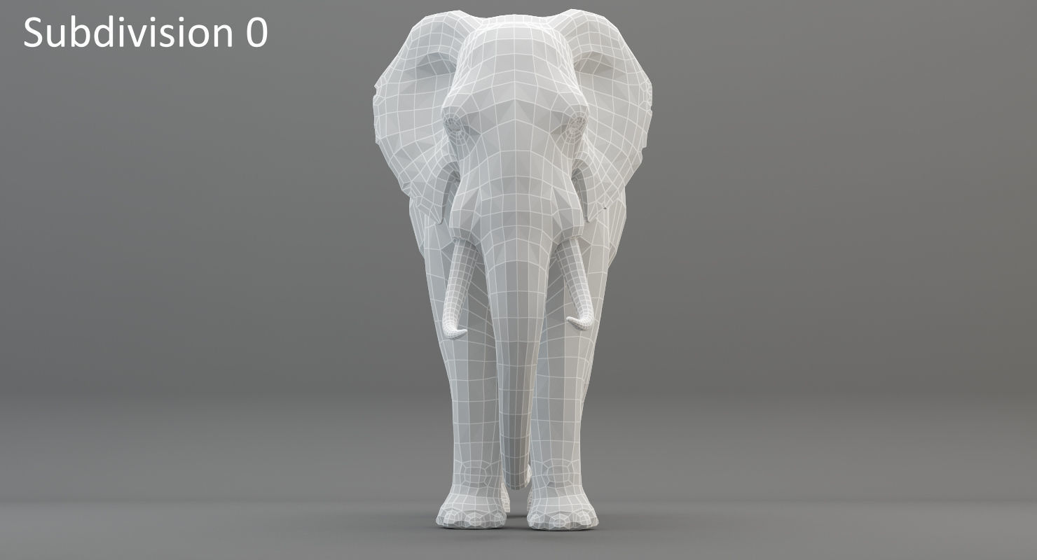 Animated Elephant 8K Low-poly 3D model_30