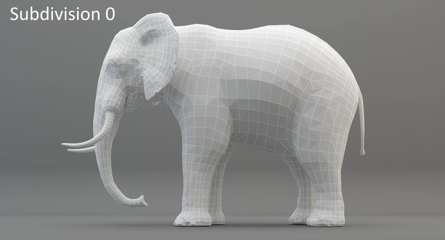 Animated Elephant 8K Low-poly 3D model_31