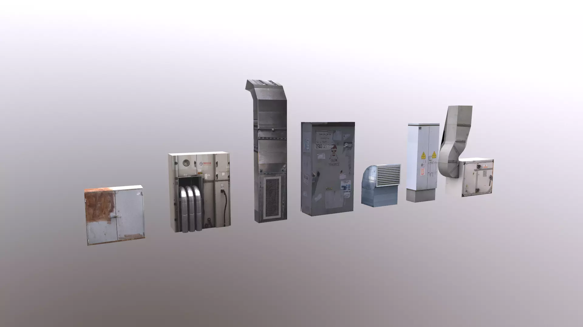 Industrial Factory Set  Low-poly 3D model_0