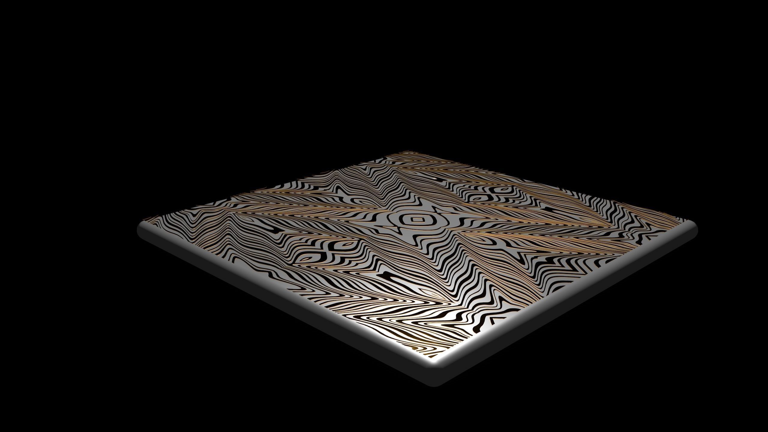 Tile with golden ornament 3D model_3