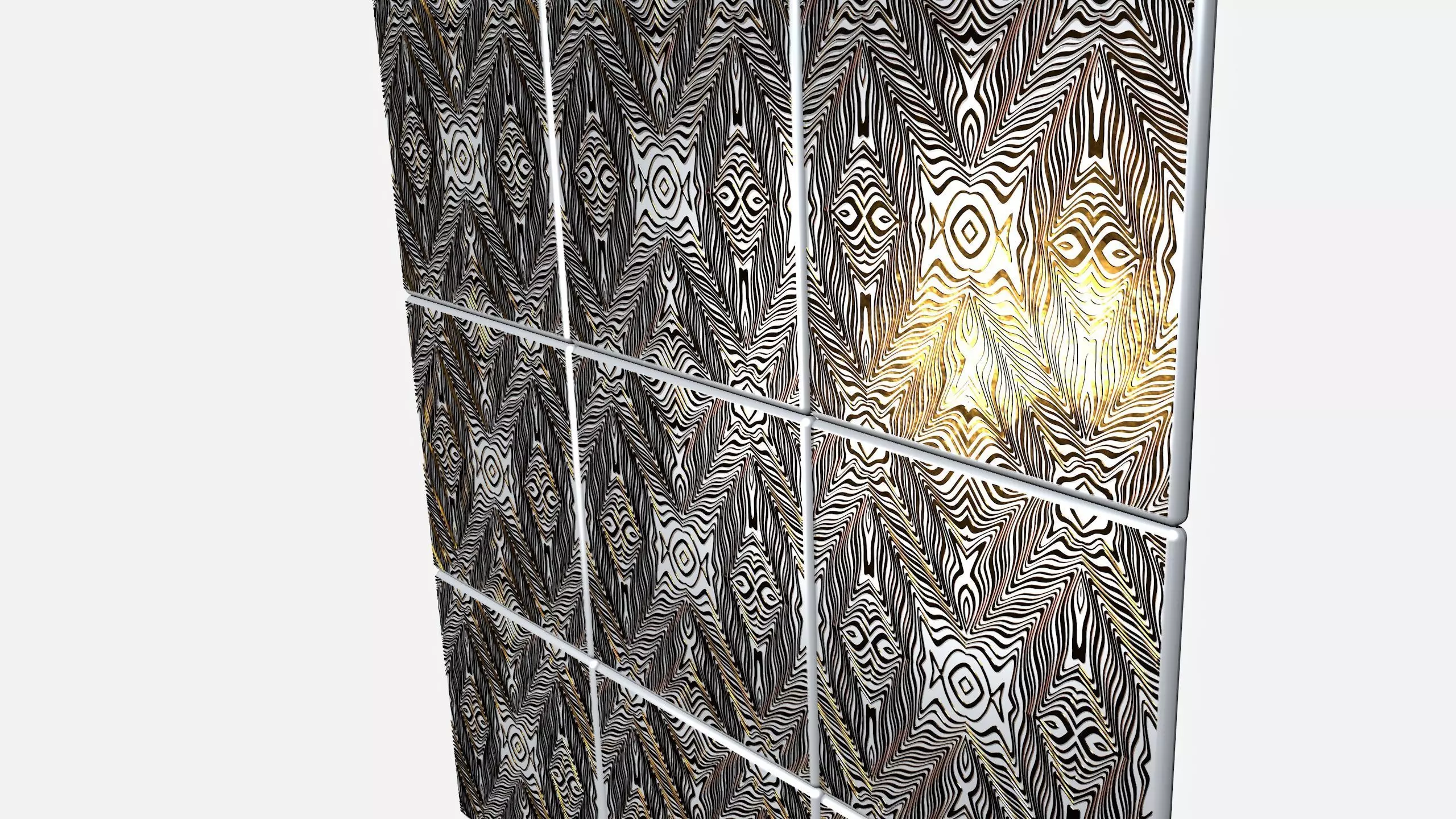 Tile with golden ornament 3D model_0