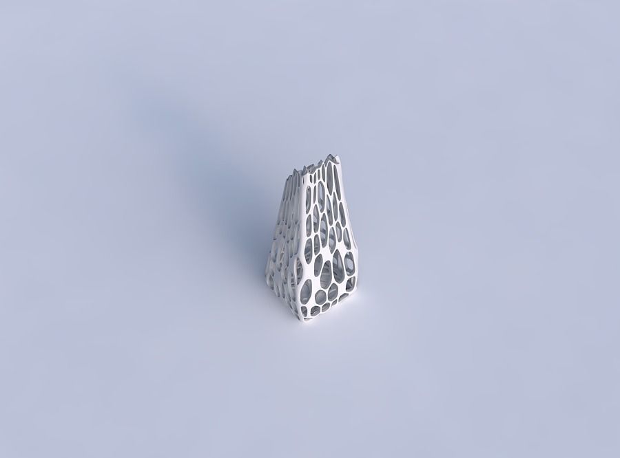 Vase top bent rectangle with cracked organic lattice 3D print model_1