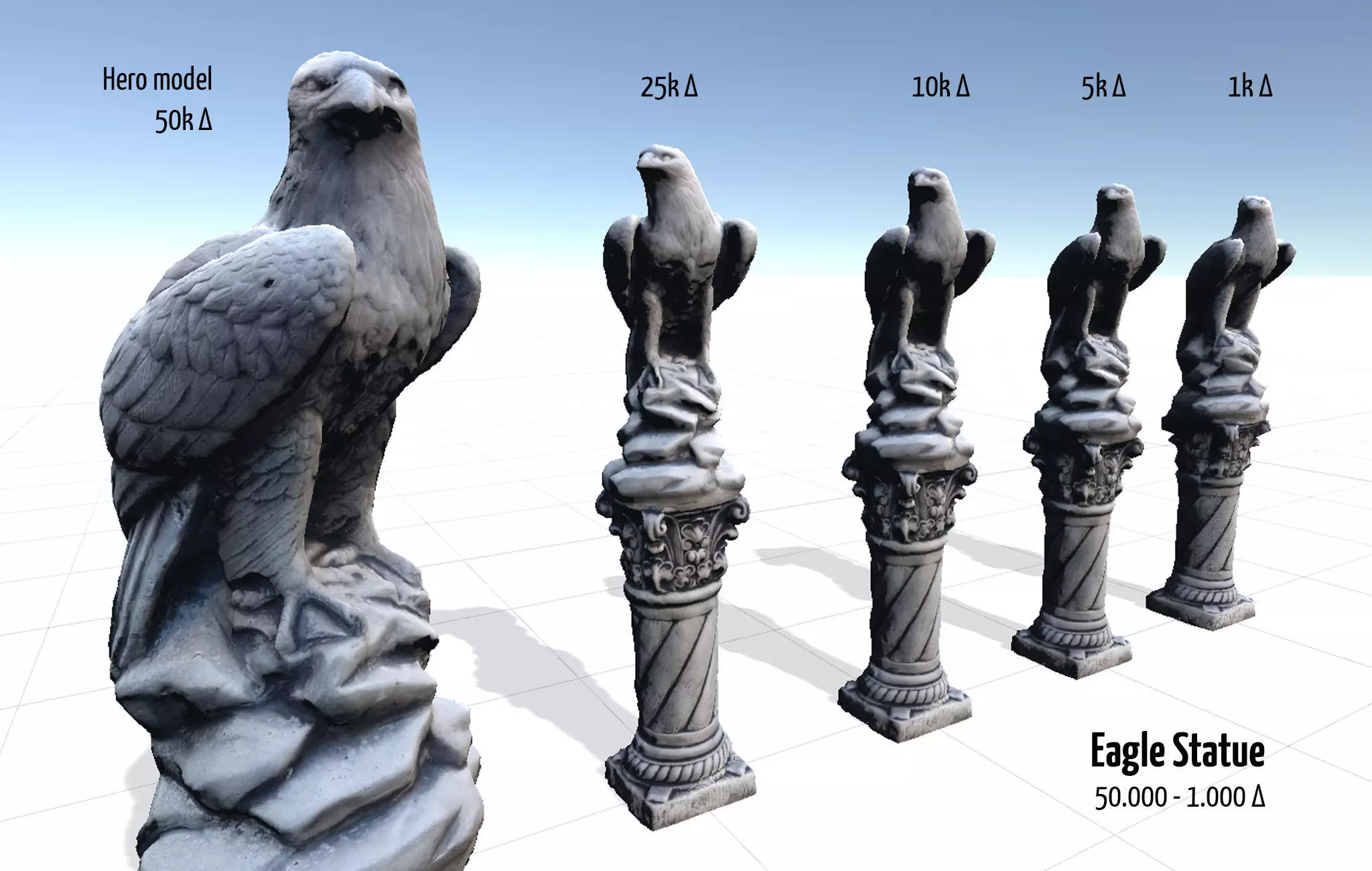 Eagle Statue Low-poly 3D model_0