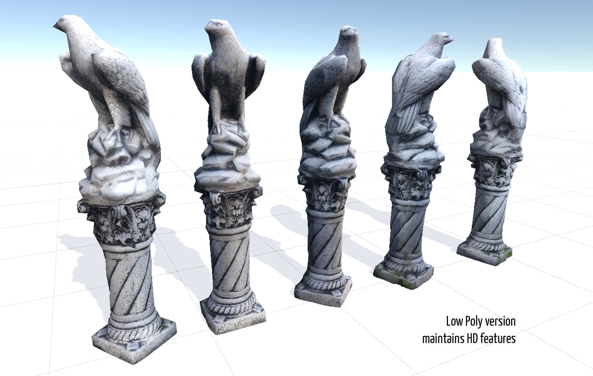 Eagle Statue Low-poly 3D model_2
