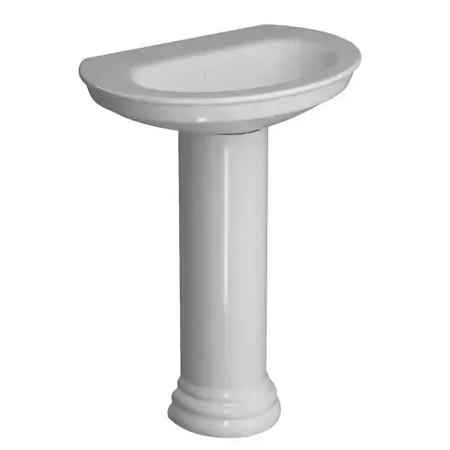 Pedestal Half Round Wash Basin 3D model Modeled in 3ds max 