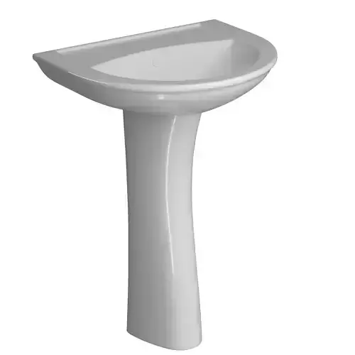 Pedestal Half Round Wash Basin 3D model Modeled in 3ds max