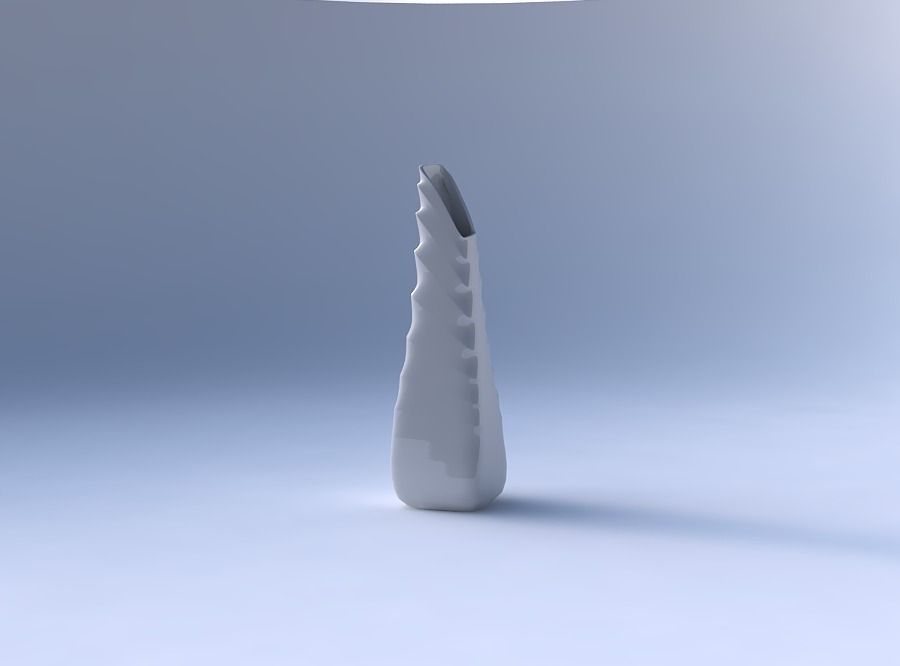 Vase top bent rectangle with curved horizontal sections 3D print model_4