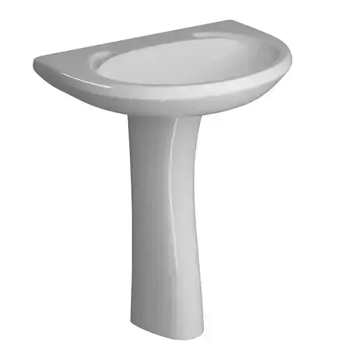 Pedestal Half Round Wash Basin 3D model Modeled in 3ds max 