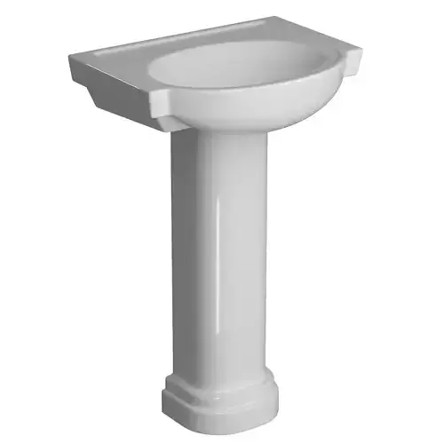 Pedestal Half Round Wash Basin 3D model Modeled in 3ds max 