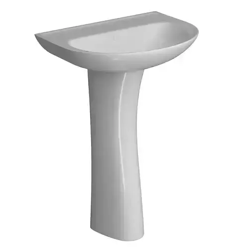 Pedestal Half Round Wash Basin 3D model Modeled in 3ds max 