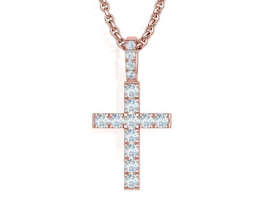Diamond Pave Cross 32mm with French Pave Setting 3dmodel 3D print model_13