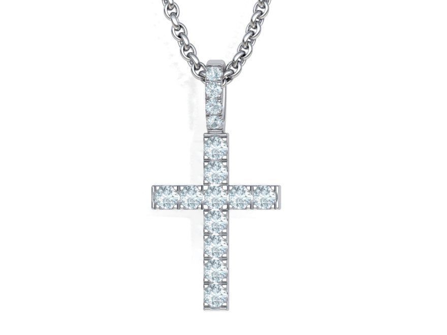 Diamond Pave Cross 32mm with French Pave Setting 3dmodel 3D print model_12