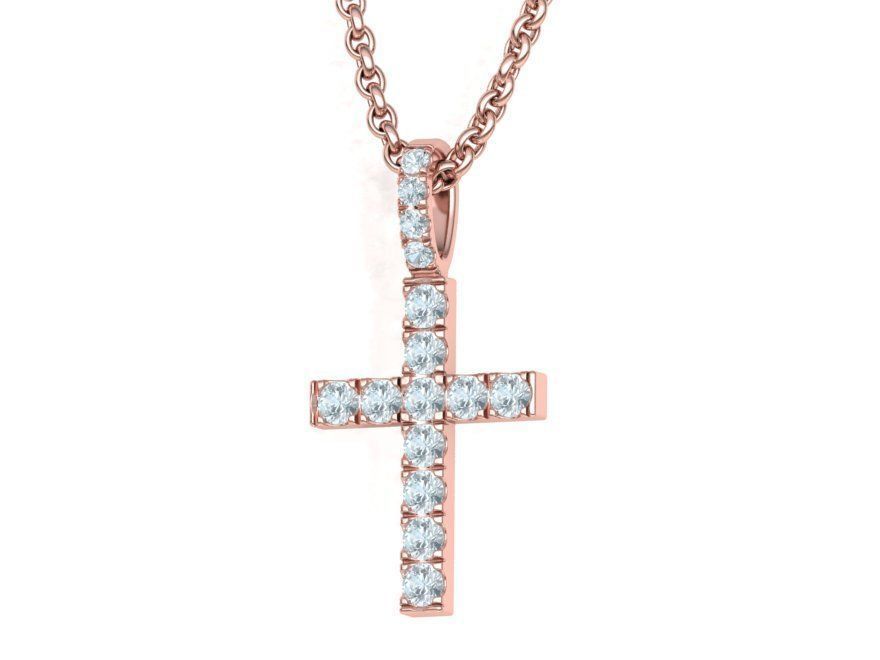 Diamond Pave Cross 32mm with French Pave Setting 3dmodel 3D print model_3