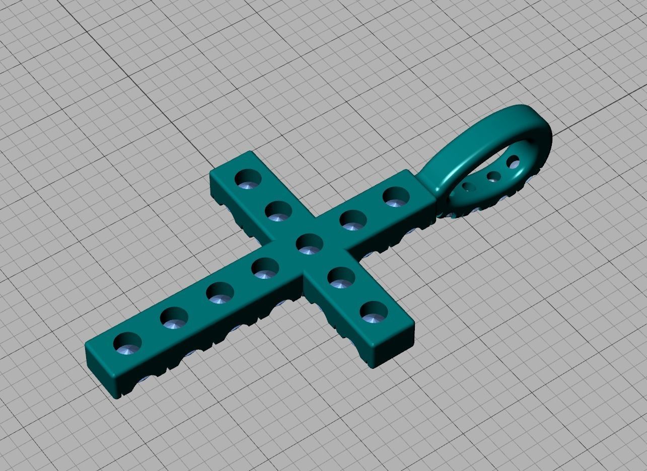 Diamond Pave Cross 32mm with French Pave Setting 3dmodel 3D print model_8