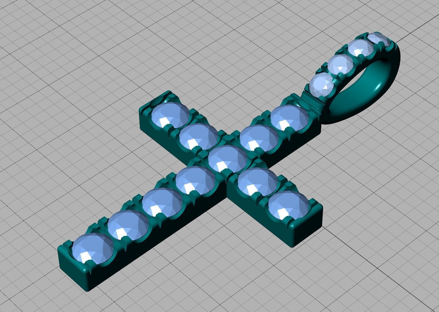 Diamond Pave Cross 32mm with French Pave Setting 3dmodel 3D print model_6