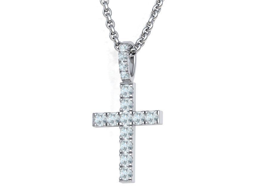 Diamond Pave Cross 32mm with French Pave Setting 3dmodel 3D print model_2