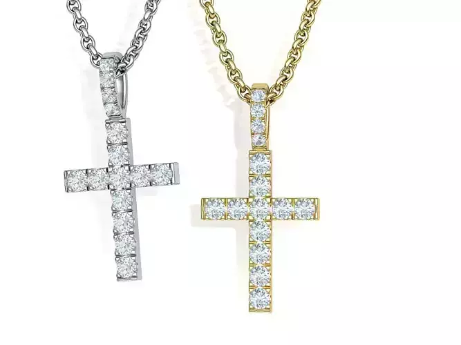 Diamond Pave Cross 32mm with French Pave Setting 3dmodel 3D print model