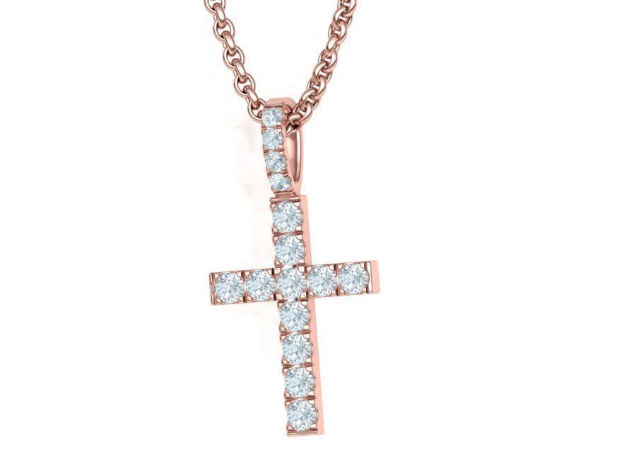 Diamond Pave Cross 32mm with French Pave Setting 3dmodel 3D print model_16