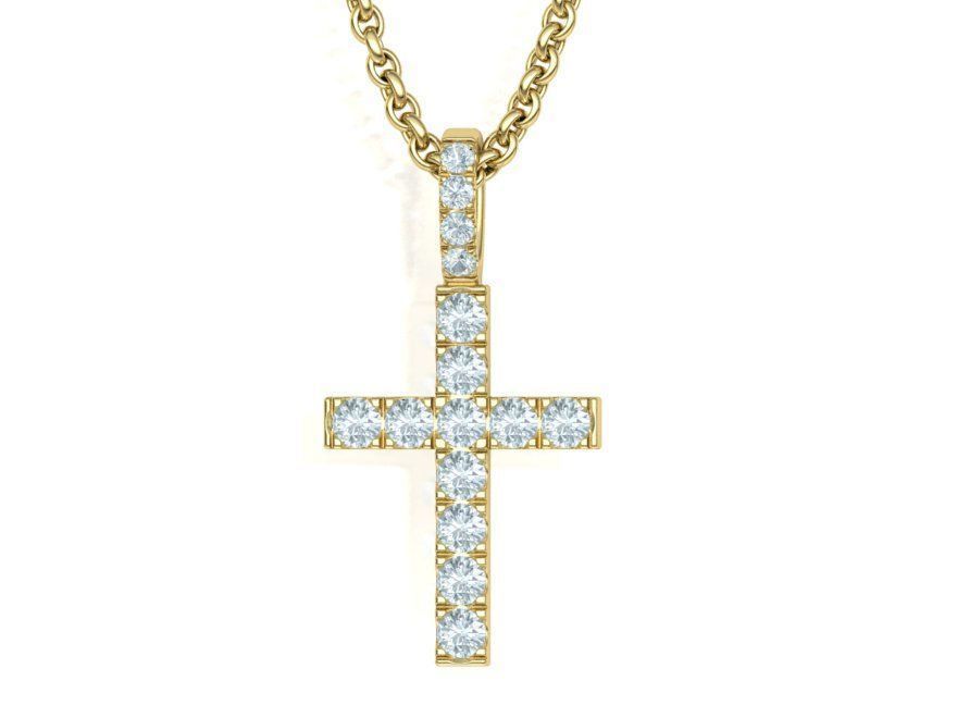 Diamond Pave Cross 32mm with French Pave Setting 3dmodel 3D print model_11