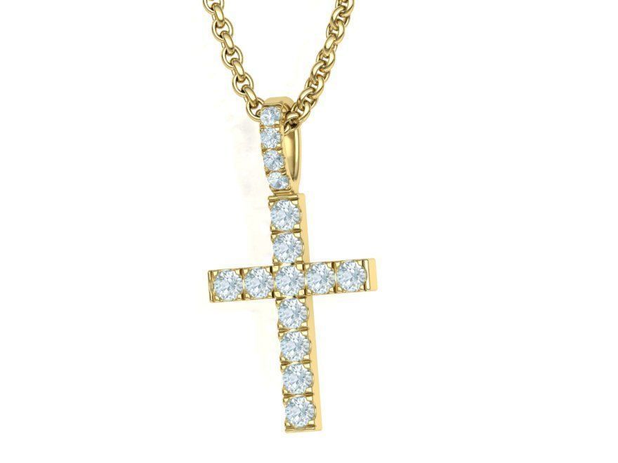 Diamond Pave Cross 32mm with French Pave Setting 3dmodel 3D print model_14