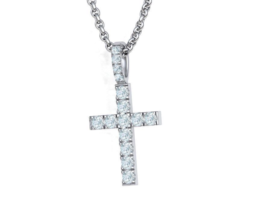 Diamond Pave Cross 32mm with French Pave Setting 3dmodel 3D print model_15
