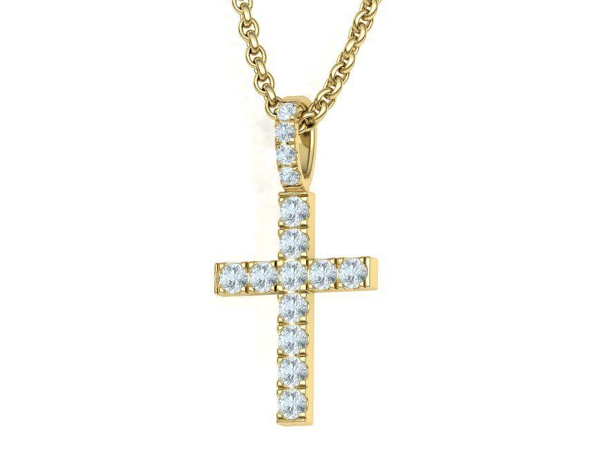 Diamond Pave Cross 32mm with French Pave Setting 3dmodel 3D print model_1