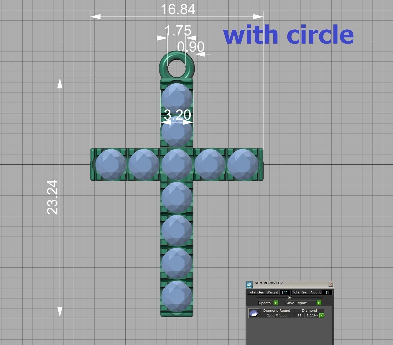 Diamond Pave Cross 32mm with French Pave Setting 3dmodel 3D print model_10