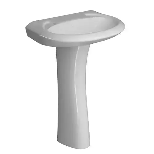 Pedestal Half Round Wash Basin 3D model Modeled in 3ds max 
