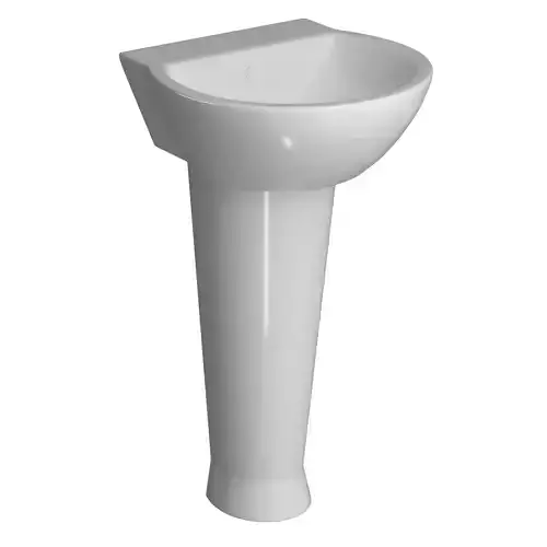 Pedestal Half Round Wash Basin 3D model Modeled in 3ds max